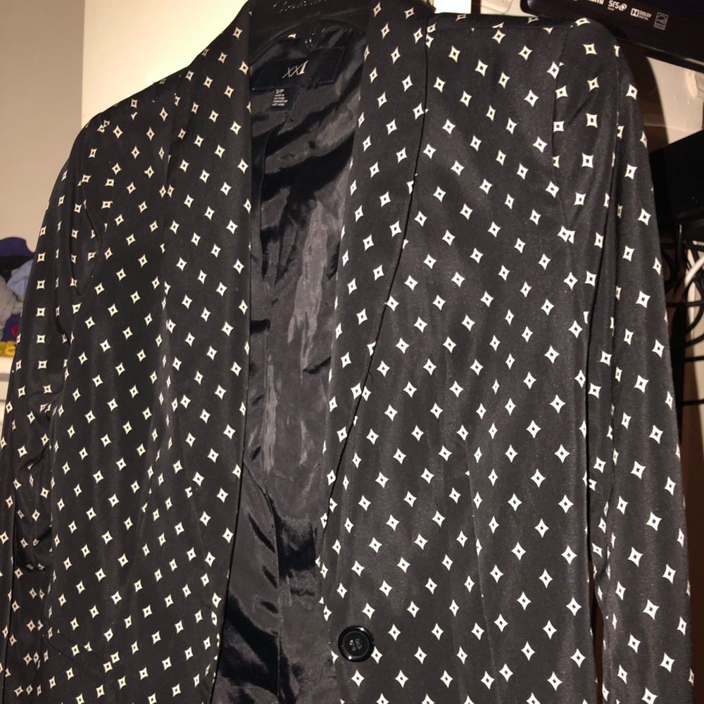 Black Blazer with white geometric shapes